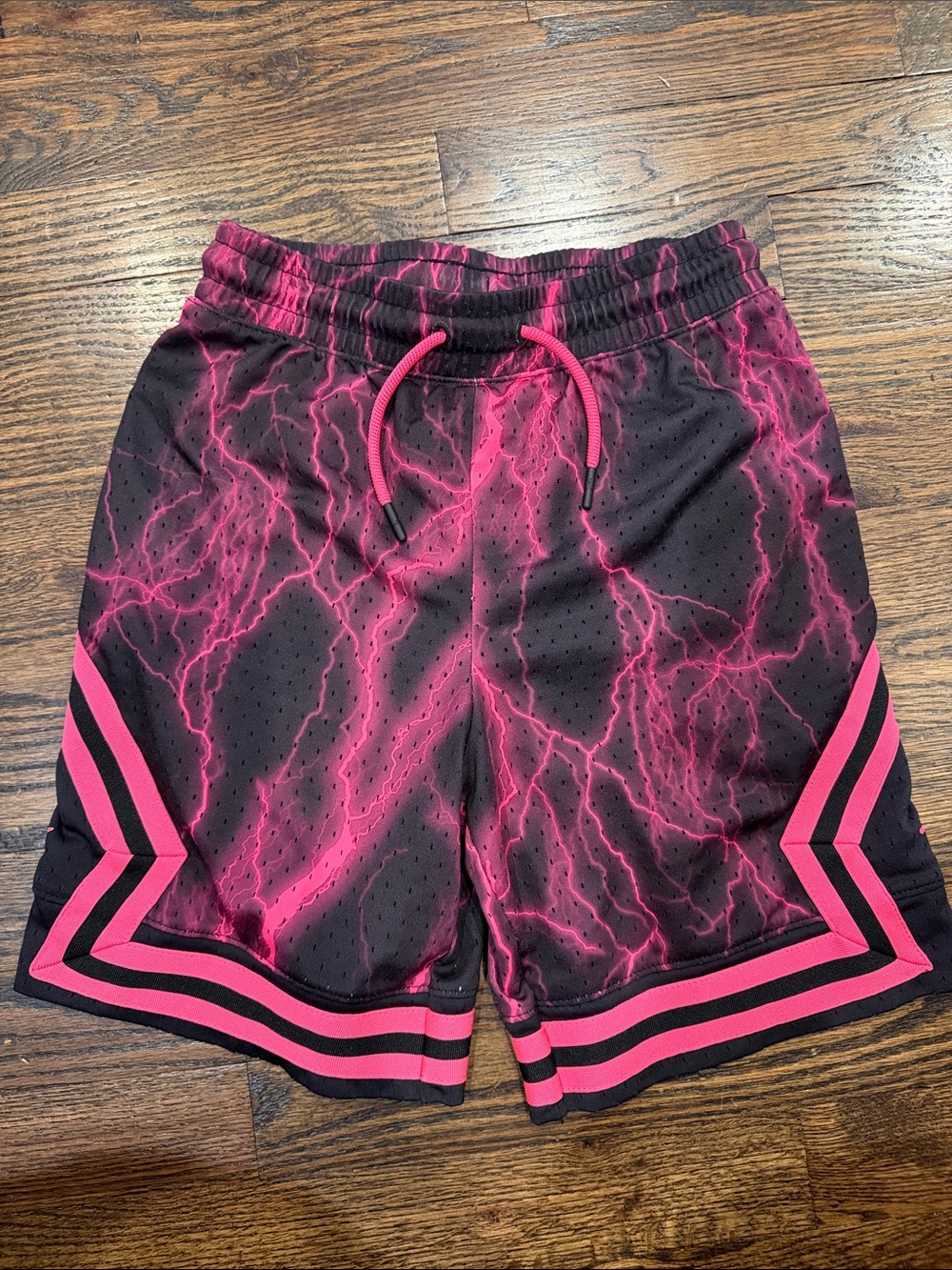Jordan Black and Hot Pink Lightning Print Kids Shorts